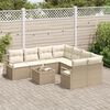 vidaXL Bankstel met kussen met opslag 9 pcs Beige en Cr&egrave;me poly rattan