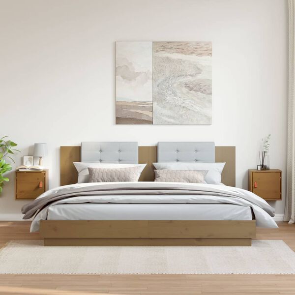 vidaXL Wandkasten 2 st 31,5x30x30 cm massief grenenhout honingbruin