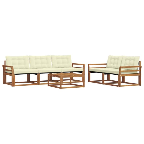 vidaXL Buiten bankenset met kussen 6 pcs Natuurlijk en Cr&egrave;me