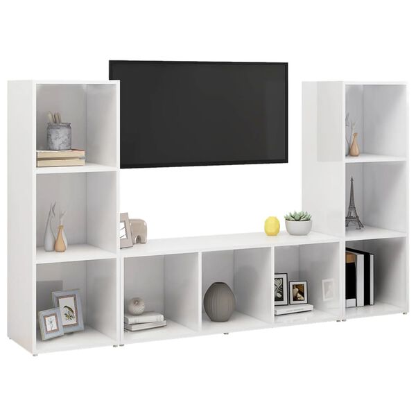 vidaXL Tv-meubelen 3 st 107x35x37 cm bewerkt hout wit