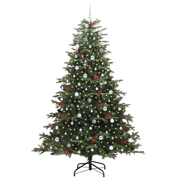 vidaXL Kunstkerstboom Groen 240 cm PVC en Metaal en Plastic