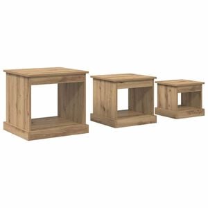 vidaXL Salontafel 3 pcs Artisan Eiken 48 x 45 x 45 cm Bewerkt hout