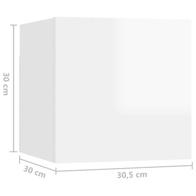 vidaXL Nachtkastje 30,5x30x30 cm spaanplaat hoogglans wit
