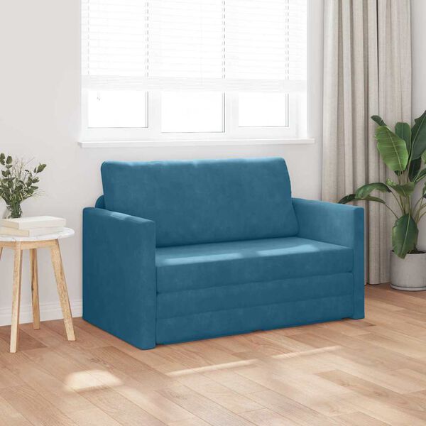 vidaXL Slaapbank Blauw 124 x 204 x 61 cm Fluweel