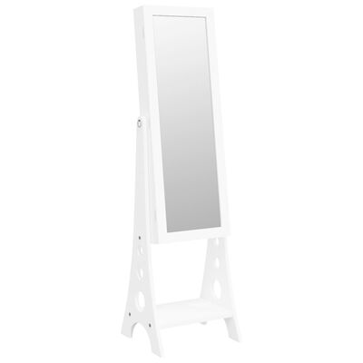 vidaXL Sieradenkast met spiegel met LED-verlichting vrijstaand wit