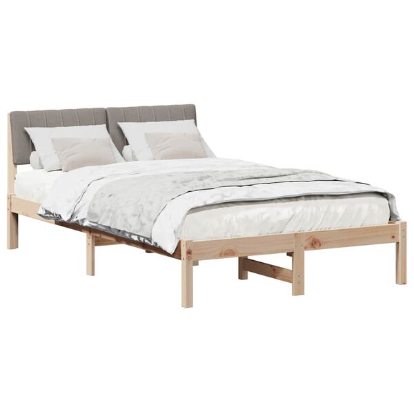 vidaXL Bedframe Bruin en taupe 120 x 200 cm Massief grenenhout