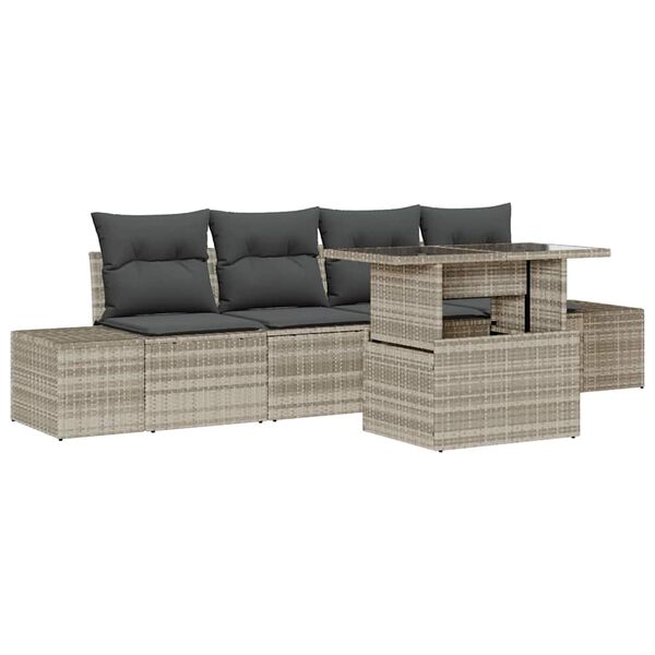 vidaXL Tuin Sofa Set met kussen 5 pcs Licht Grijs en Donker Grijs