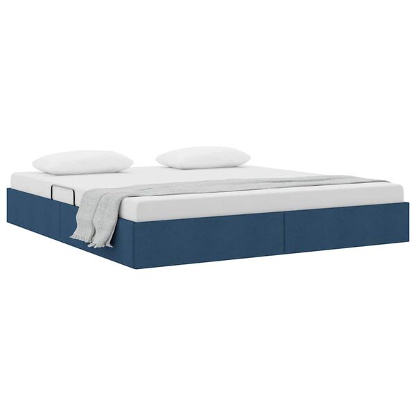 vidaXL Opslag bed met hoofdeinde met opslag Blauw 160 x 200 cm Stof