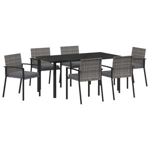 vidaXL Tuin eettafelset 7 pcs Grijs Gepoedercoat staal