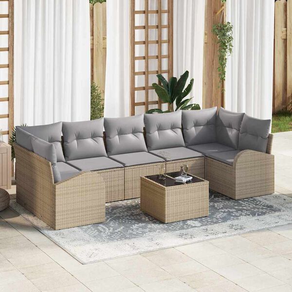 vidaXL Tuin Sofa Set Beige 55 x 55 x 37 cm poly rattan