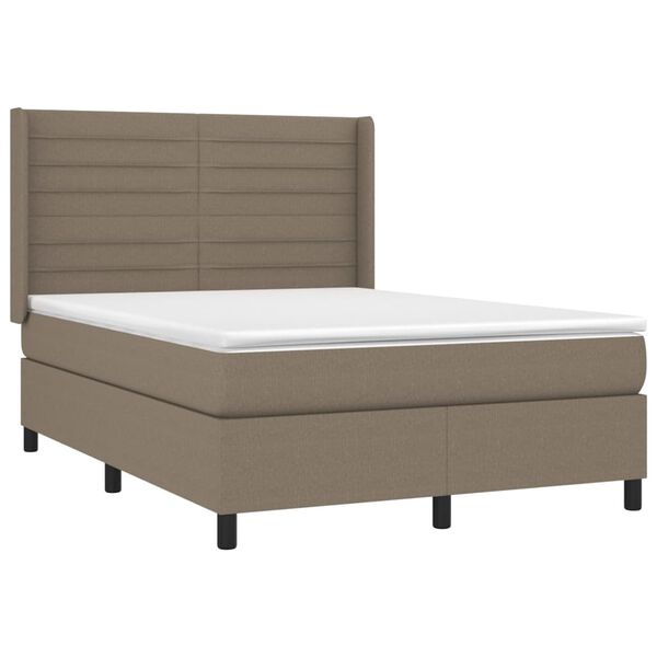 vidaXL Boxspring met matras en LED stof taupe 140x200 cm