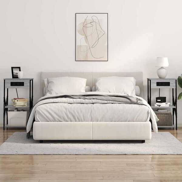 vidaXL Nachtkastje met plank Grijs Sonoma 41 x 31 x 76 cm Bewerkt hout