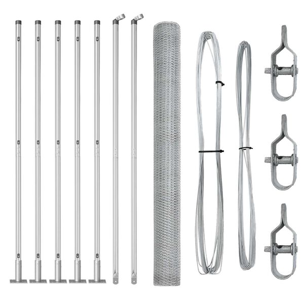 vidaXL Afrasteringspaal Zilver 10 x 1,6 m (13 mm gaas) Staal