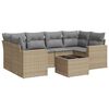 vidaXL 7-delige Loungeset met kussens poly rattan beige