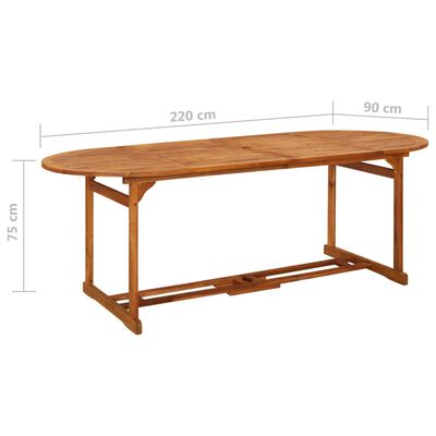 vidaXL Tuintafel 220x90x75 cm massief acaciahout