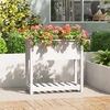 vidaXL Plantenbak met schap 82,5x34,5x81 cm massief grenenhout wit