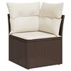 vidaXL 4-delige Loungeset met kussens poly rattan bruin