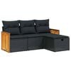 vidaXL 4-delige Loungeset met kussens poly rattan zwart