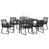 vidaXL Tuin eettafelset 7 pcs Zwart poly rattan