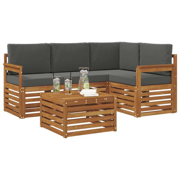 vidaXL Meubelsets 5 pcs Natuurlijk en Antraciet Bewerkt hout