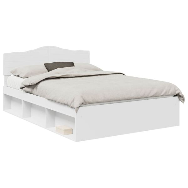vidaXL Bedframe met hoofdeinde Wit 140 x 190 cm Massief grenenhout