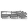 vidaXL 8-delige Loungeset massief grenenhout grijs