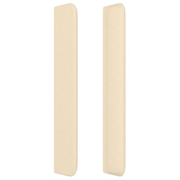 vidaXL Hoofdbord met randen 147x16x118/128 cm stof cr&egrave;mekleurig