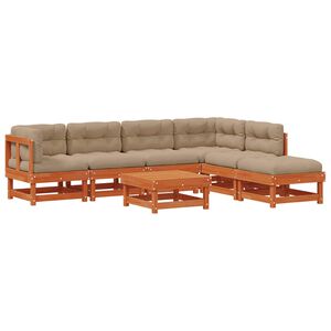 vidaXL Tuin loungeset 7 st Wasbruin Massief grenenhout