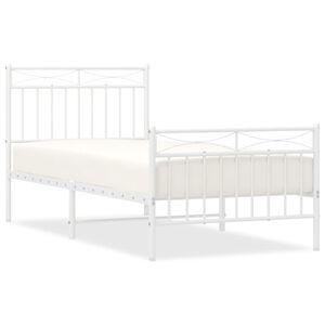 vidaXL Bedframe met hoofd- en voeteneinde metaal wit 90x200 cm