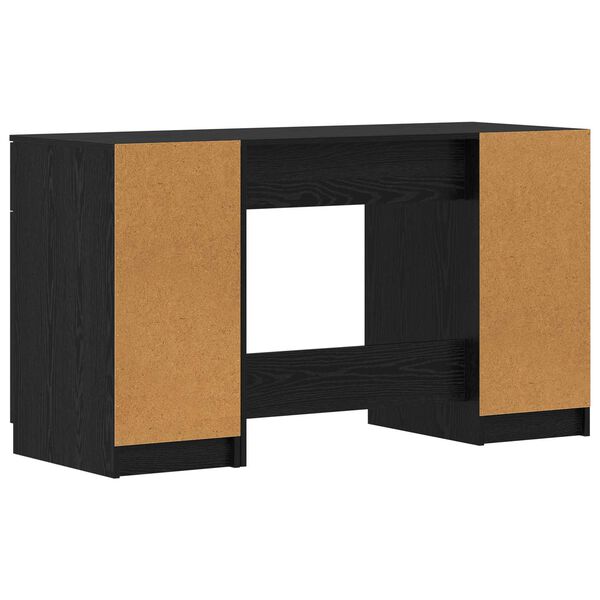 vidaXL Bureau met lade Zwart Eiken 133 x 50 x 75 cm Bewerkt hout