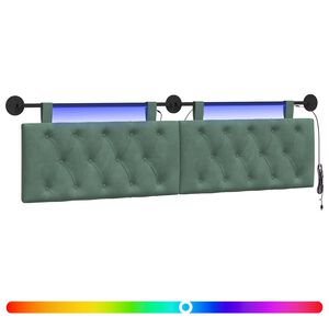 vidaXL Hangend hoofdbord Met LED-verlichting Zeegroen Fluweel