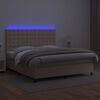 vidaXL Boxspring met matras en LED kunstleer cappuccinokleur 160x200cm
