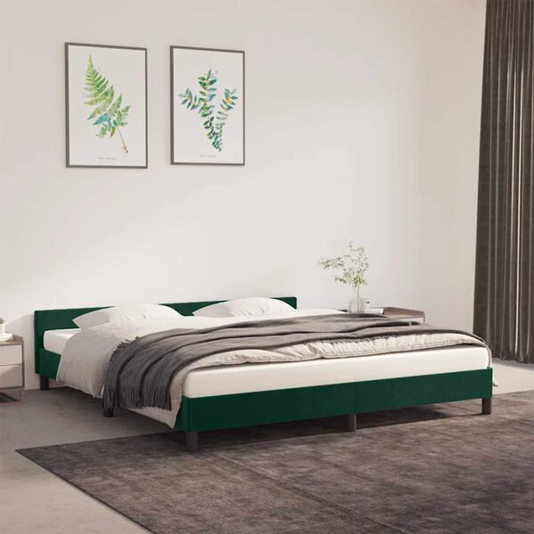 vidaXL Bedframe zonder matras 160x200 cm fluweel donkergroen