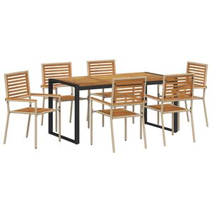 vidaXL Tuin eettafelset 7 pcs Beige en Bruin poly rattan