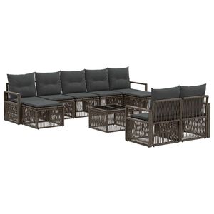 vidaXL Tuinbankenset 10 pcs Grijs poly rattan