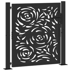vidaXL Poort met vlamontwerp 100x100 cm staal zwart