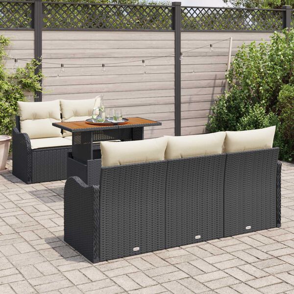 vidaXL Tuin Sofa Set met opslag 6 pcs Zwart Poly riet