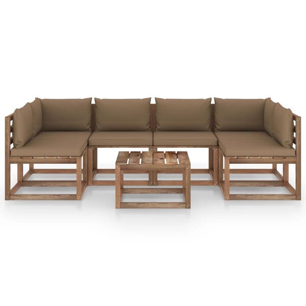 vidaXL 7-delige Loungeset pallet met kussens ge&iuml;mpregneerd grenenhout