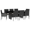 vidaXL 9-delige Tuinset poly rattan zwart
