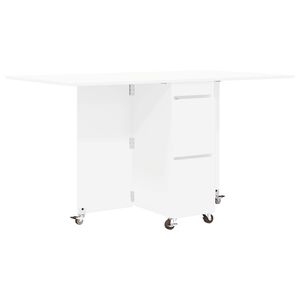 vidaXL Eettafel 140 x 80 x 77 cm Bewerkt hout Wit Rechthoekig