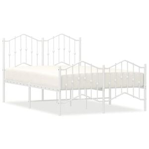 vidaXL Bedframe met hoofd- en voeteneinde&nbsp;metaal wit 120x190 cm
