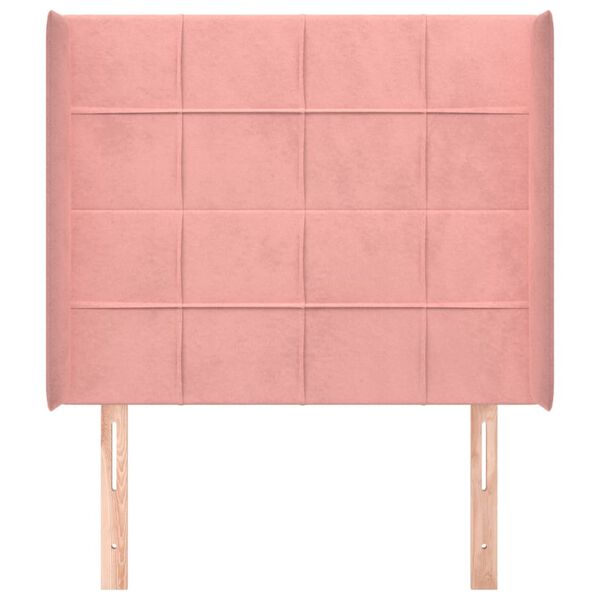 vidaXL Hoofdbord met randen 83x16x118/128 cm fluweel roze