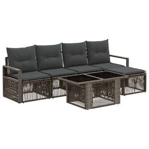 vidaXL Tuinbankenset 6 st Grijs en Donkergrijs poly rattan
