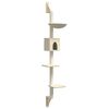 vidaXL Kattenmeubel wandgemonteerd met krabpaal 187 cm cr&egrave;mekleurig