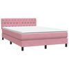 vidaXL Boxspring met matras en LED fluweel roze 160x220 cm