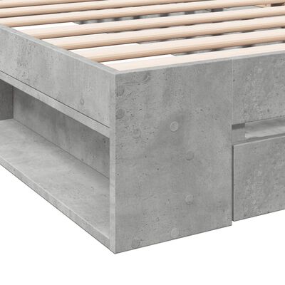 vidaXL Bedframe met lade bewerkt hout betongrijs 75x190 cm