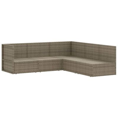 vidaXL 5-delige Loungeset met kussens poly rattan grijs