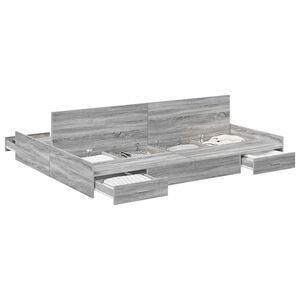 vidaXL Opbergbedframe met lade Grijs Sonoma 140 x 200 cm Bewerkt hout