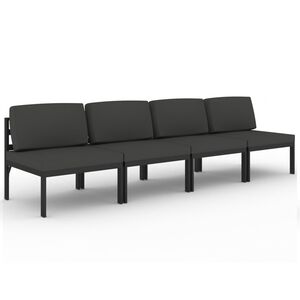 vidaXL Tuinbank 4-zits met kussens aluminium antracietkleurig