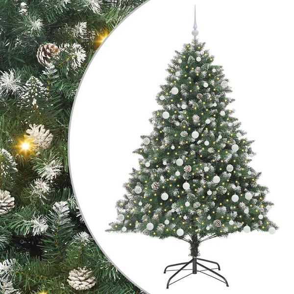 vidaXL Kunstkerstboom met 300 LED Groen 180 cm PVC en Plastic en Staal